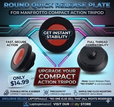 Round Quick Release plate for Manfrotto Compact Action Tripod QR Plate  