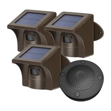 eMACROS Long Range Solar Wireless Driveway Alarm Outdoor Weather Resistant Mo...