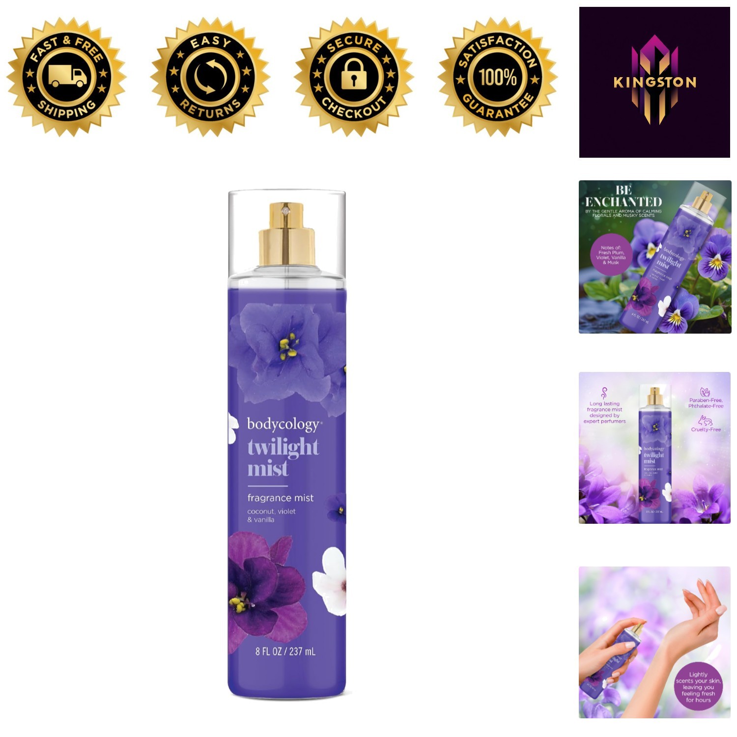 Twilight Mist Body Mist - 8 Fl Oz Long-Lasting Floral Elegance, Cruelty-Free