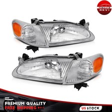For 1998-2000 Toyota For Corolla Headlight Assembly 1.8l Pair Chromeclear