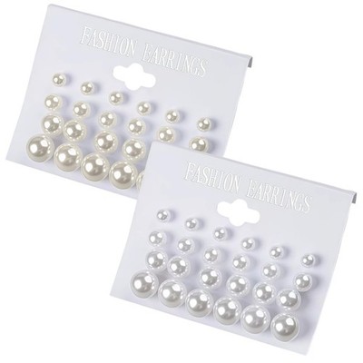 Houlishu 24 Pairs Pearl Earrings Set, Large Faux Large, White Beige