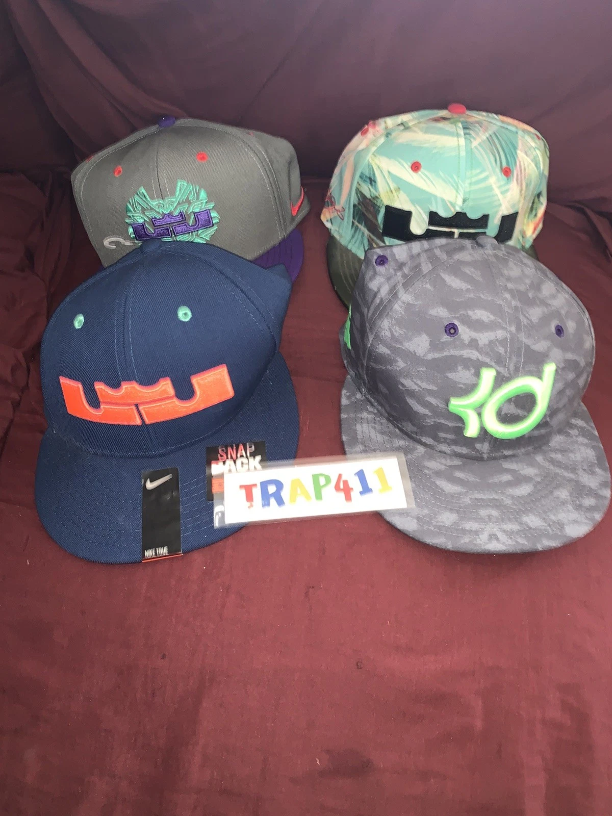 LOT OF 4 NIKE LEBRON & KD SNAPBACKS HATS NWT FREE SHIPPING