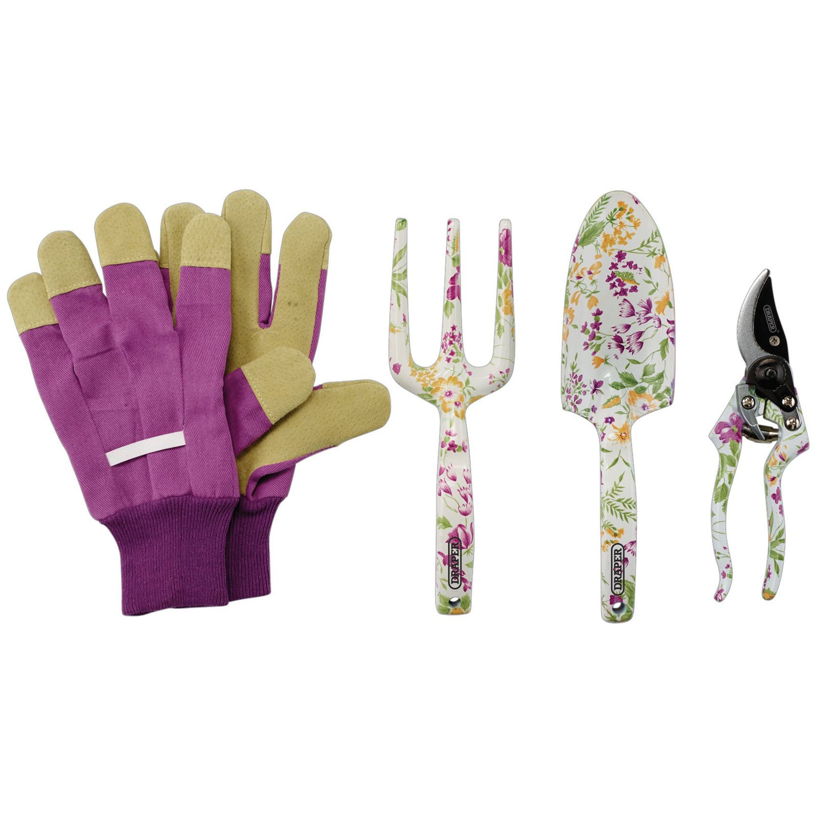 Draper Aluminium Garden Tool Set with Floral Pattern (4 Piece)