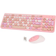Wireless Keyboard and Combo, Typewriter Keyboard with Round Keycaps, 2.4GHz U...