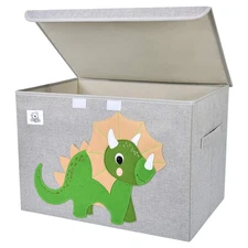 Foldable Large Kids Toy Chest with Flip-Top Lid, Collapsible Fabric Animal Toy S