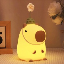 Cute Capybara Night Light, Squishy Animal Flower Lamp with Rechargeable Timer...