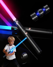 Dueling Lightsaber Set with Metal Hilt Detachable Double Blades RGB 15 Color,