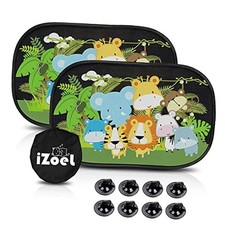 Car Sun Shade for Baby Kids 2 Pack Static Cling Side Window Car Cute Animals