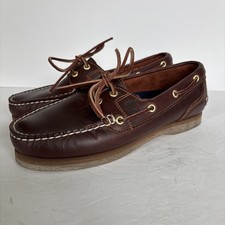 RARE Timberland Classic Boat Shoes Womens 8 M Dark Brown SCRIPT HEEL LOGO MINT