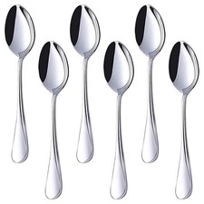 6 Piece Table Spoons Set Stainless Steel Dinner Tablespoons Soup Flatware YS