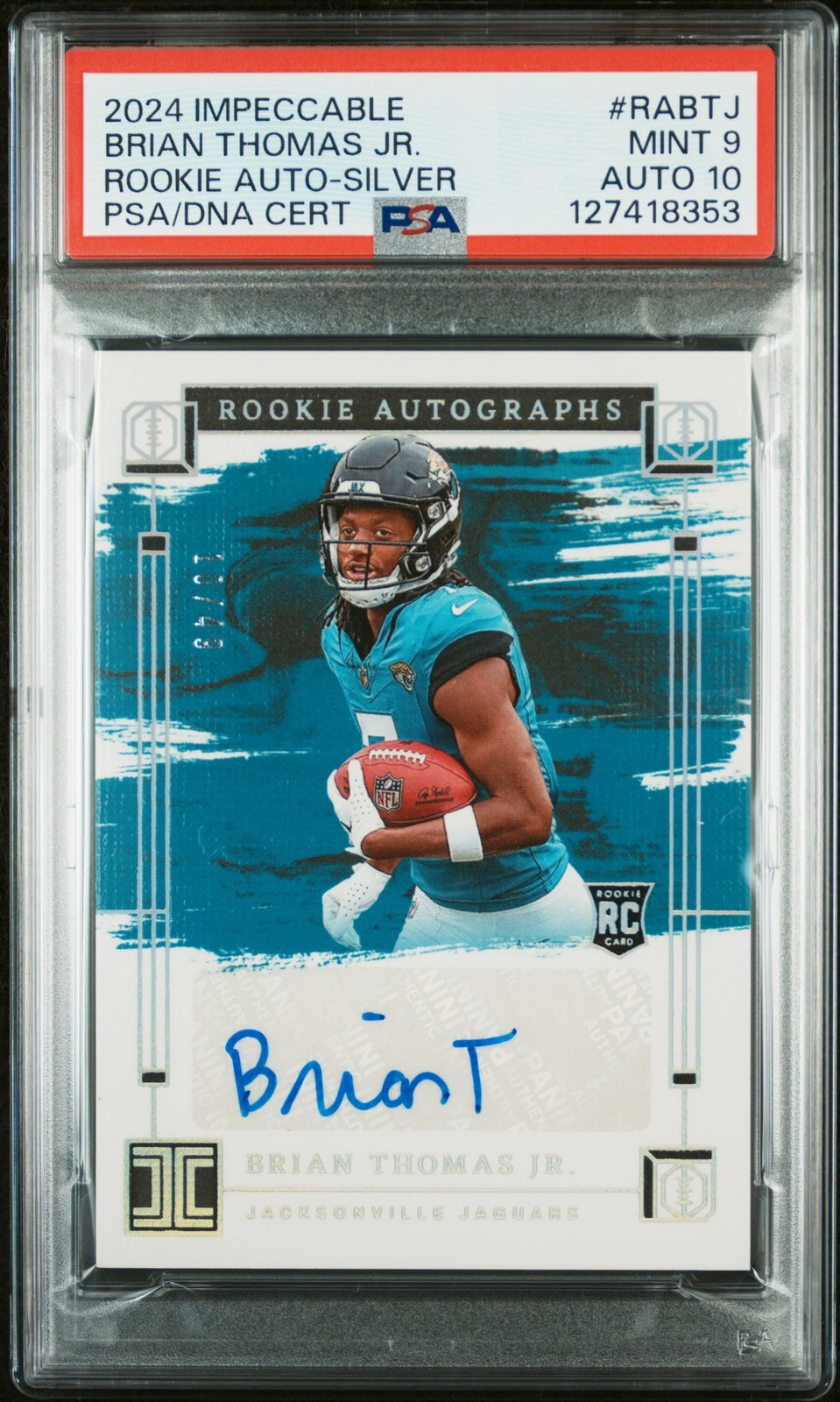 Brian Thomas Panini Impeccable Rookie Autographs #RABTJ Silver
