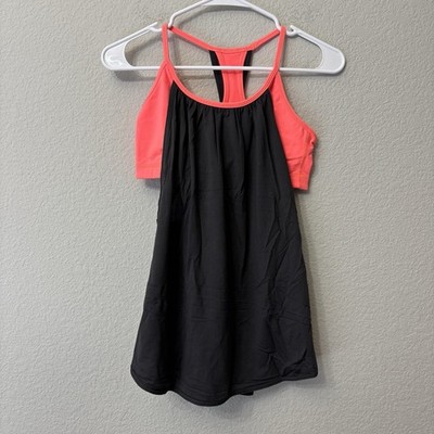 Lululemon Tuck Me In Tank Black & Coral W/ Sports Bra No Pads Size 6 Small $64