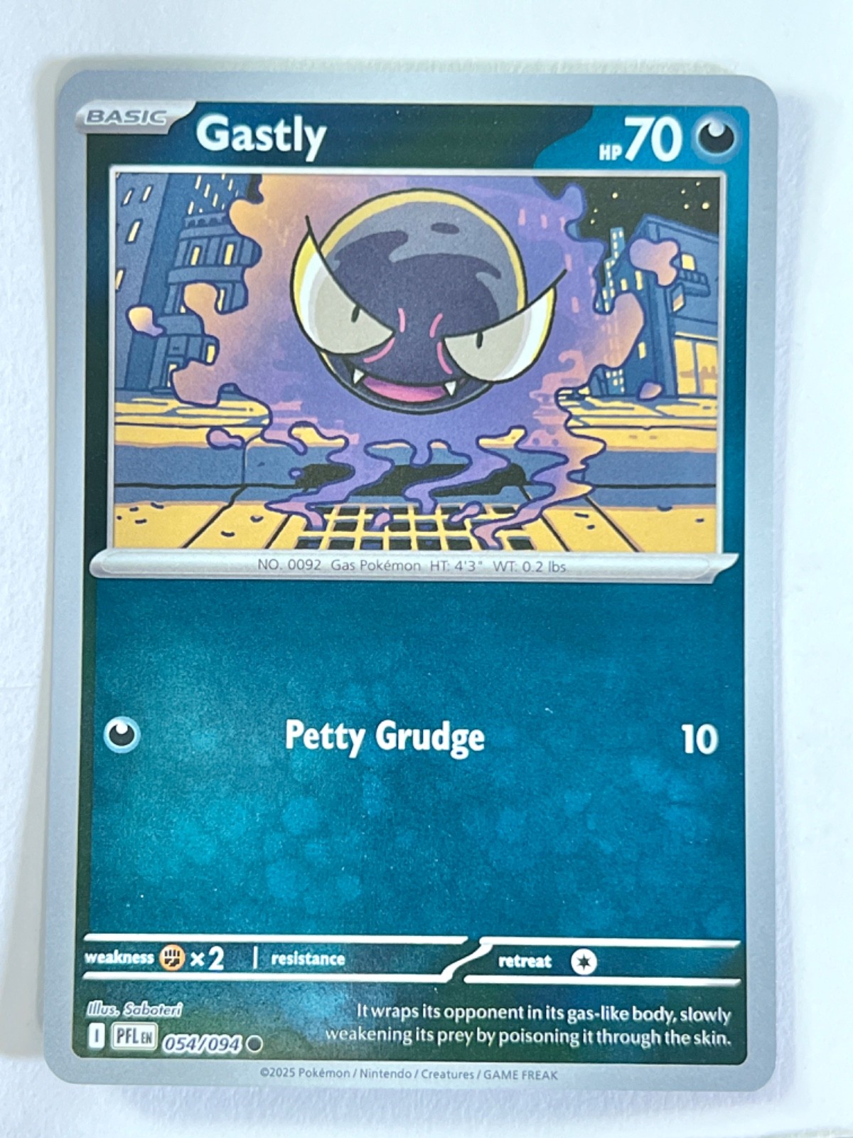 Gastly 054/094 Reverse Holo Common Phantasmal Flames Pokemon TCG - Near Mint NM