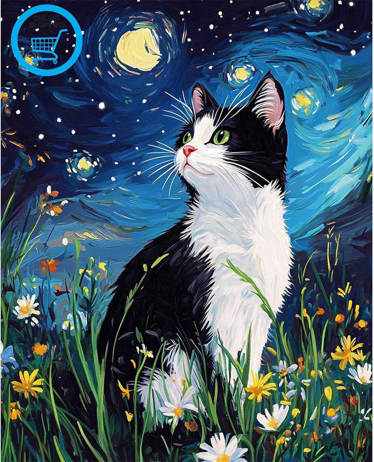 DIY Paint by Numbers Kits for Adults,Cat Painting Kit on Canvas, Color by Number