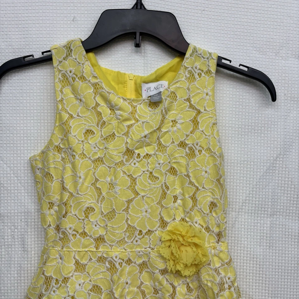 Vestido The Children's Place Amarillo Floral Encaje Sin Mangas Niñas Talla 10 Pascua Foto 3 de 4