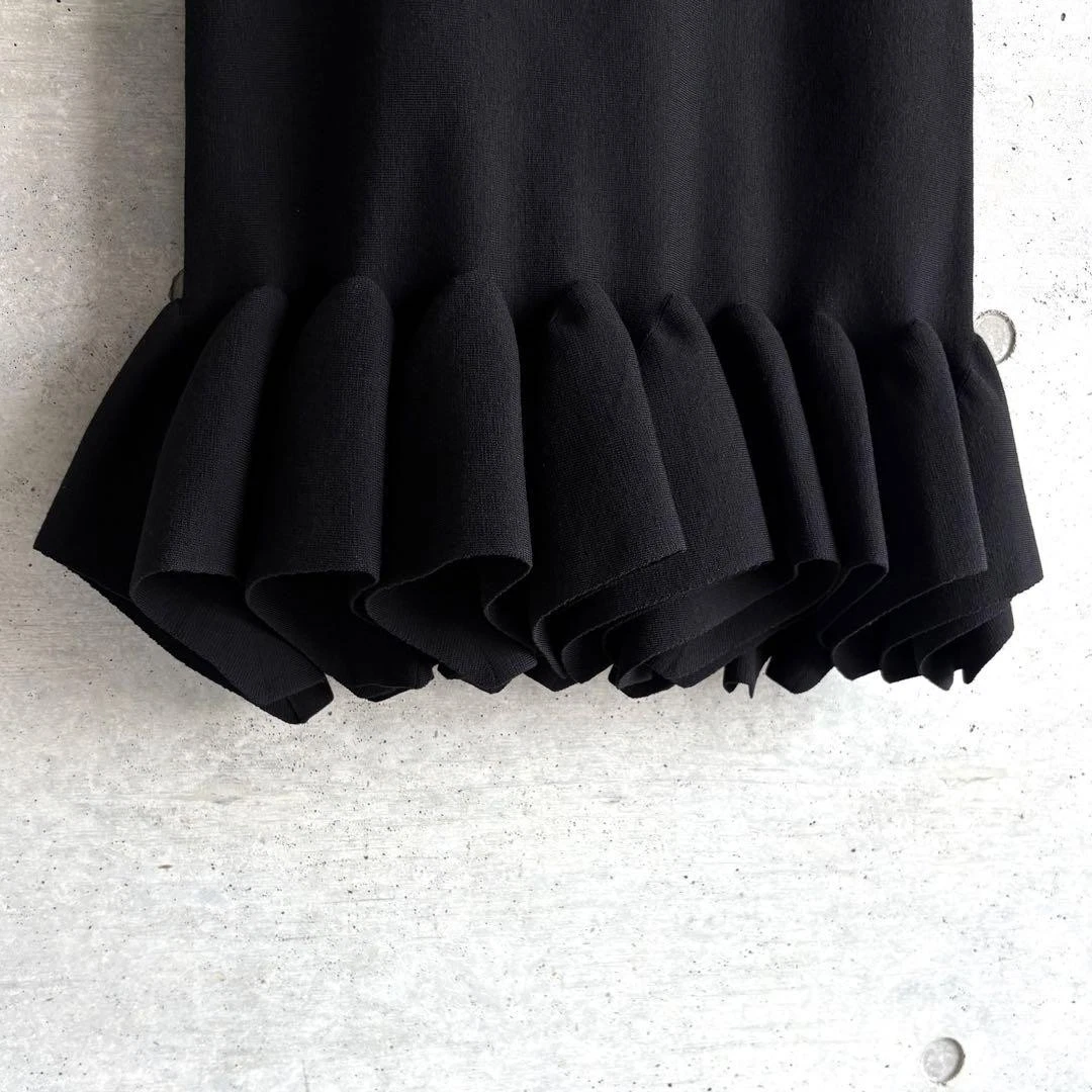 Abito Bottega Veneta senza maniche in maglia nero lana taglia XS texture fuzz leggero