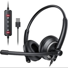 awatrue EH05-U Wired USB Headset with Noise Cancelling Microphone for PC Laptop
