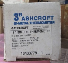 Ashcroft 3" EI Bimetal Industrial Thermometer -20-120F