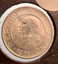 San Marino 1938R Silver 5 Lire Choice BU