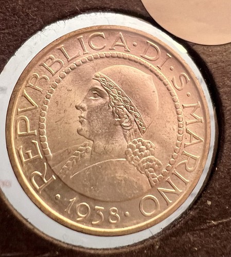 San Marino 1938R Silver 5 Lire Choice BU