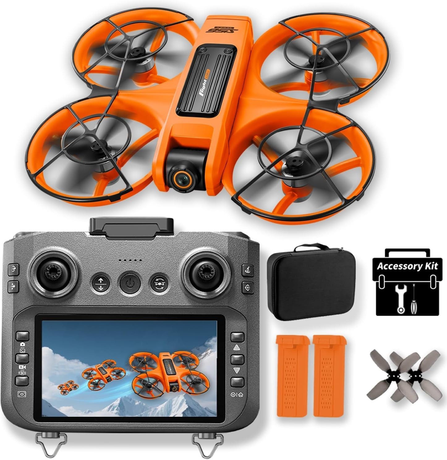 Drone with 4.5" HD Screen Remote, 2K Dual Camera Brushless M