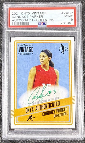 2021-22 Onyx Vintage Candace Parker Green Signatures /50 HOF PSA 9