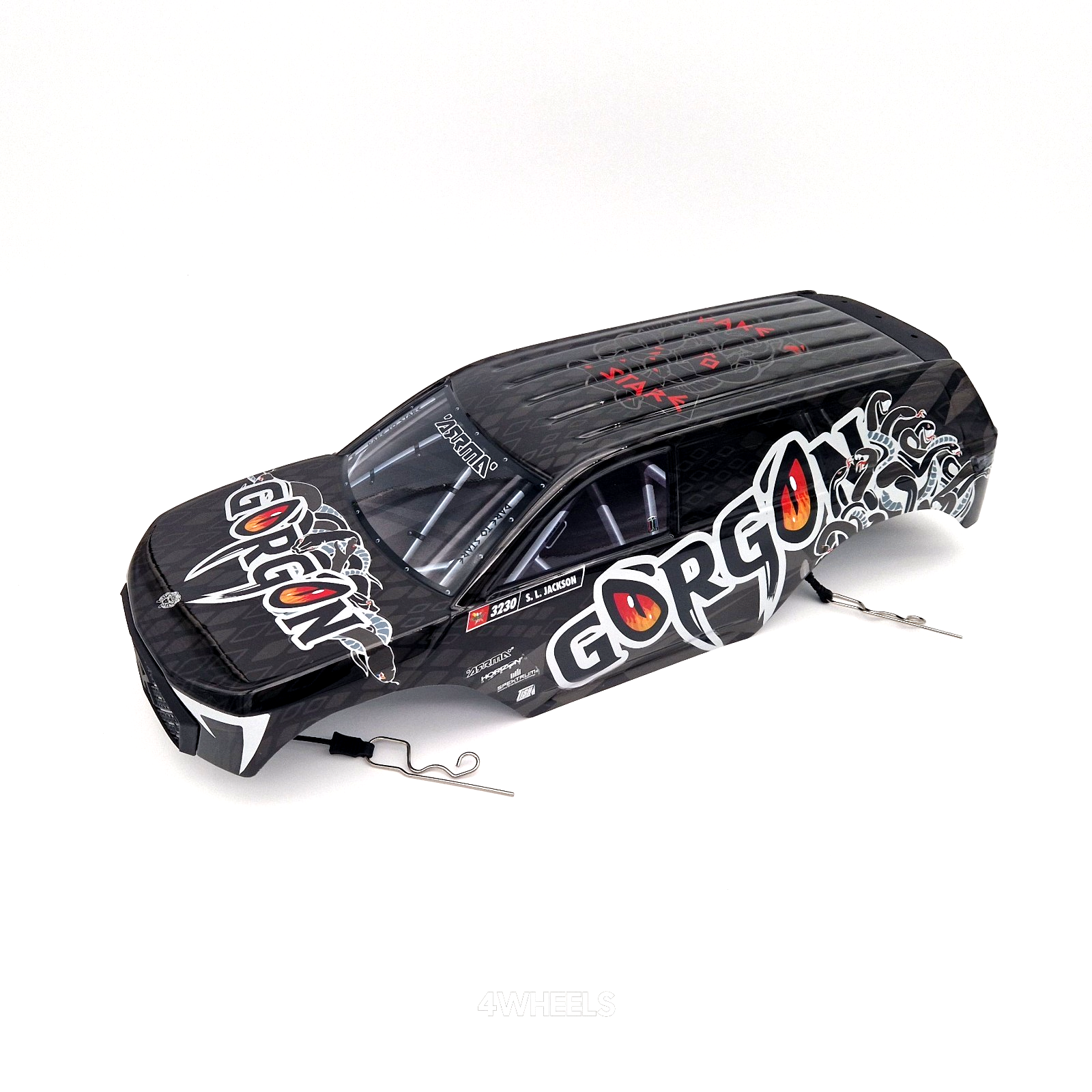 ARRMA Gorgon Painted Decaled Trimmed Body (GUN METAL) + Clips - ARA402353