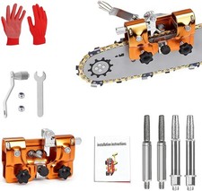Chainsaw Sharpener Jig Kit Hand Crank Tool with 4 Burrs for 4-22" Chain