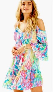 Sz XS X-small Lilly Pulitzer Alanna Dress Sparkling Sands Cold Shoulder Flowy
