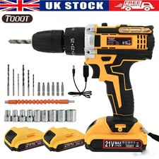 Cordless Drill Combi Driver High Power Electric Screwdriver Kit w/ 2 Battery 21V