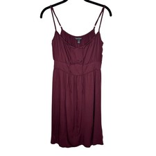 Banana Republic Plum Purple Smocked Neck Mini Dress Sleeveless Pleated Medium