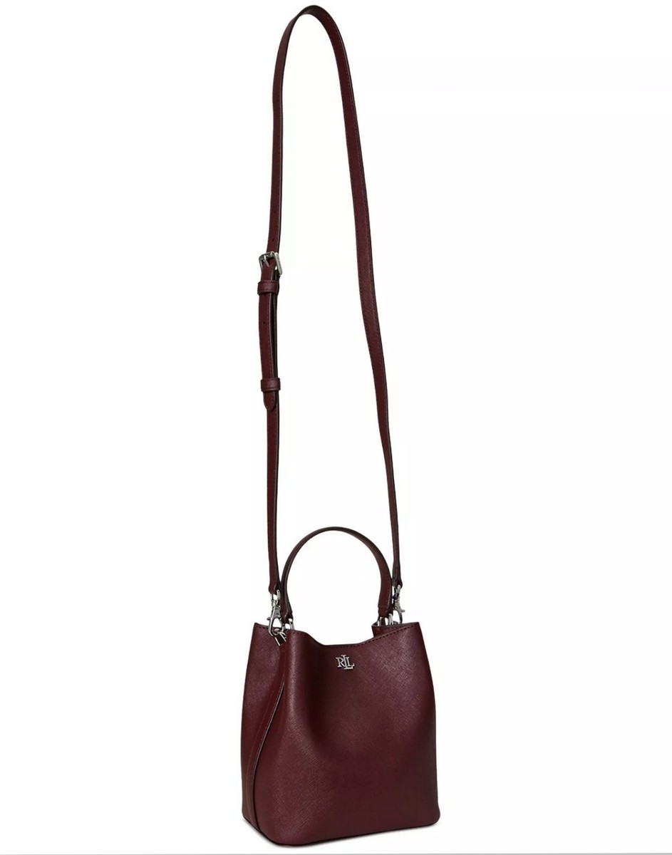 Lauren Ralph Lauren Crosshatch Leather Mini Reese Bucket Bag Dark