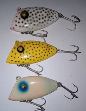 3 Vintage PICO PERCH lures - Good Used condition -2-1/4" size -Texas Baits-lot D
