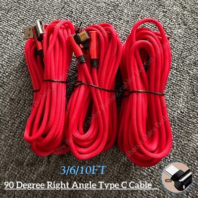 1-3X 90 Degree Right Angle USB Charger Charging Sync Type C Cable Cord 3/6/10FT