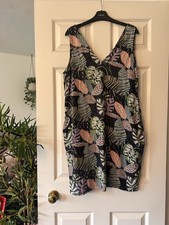 Next Women’s Size 14 Summer Dark Linen Effect Sleeveless Dress Floral