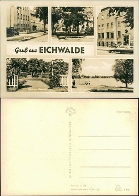 Postcard Eichwalde multi-picture school Bahnhofstraße MB 1967