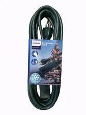 Philips - Outdoor Extension Cord - 15ft - 3 AC - Green - Indoor/Outdoor NEW