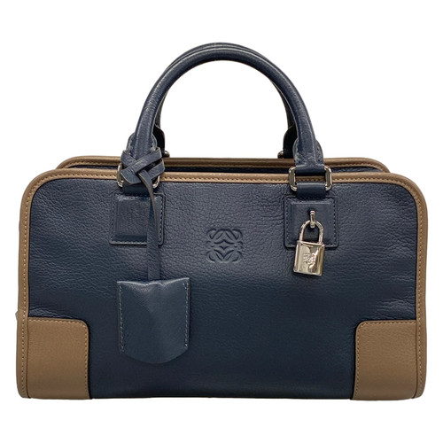 LOEWE Amazona 28 Navy Beige Goatskin Handbag