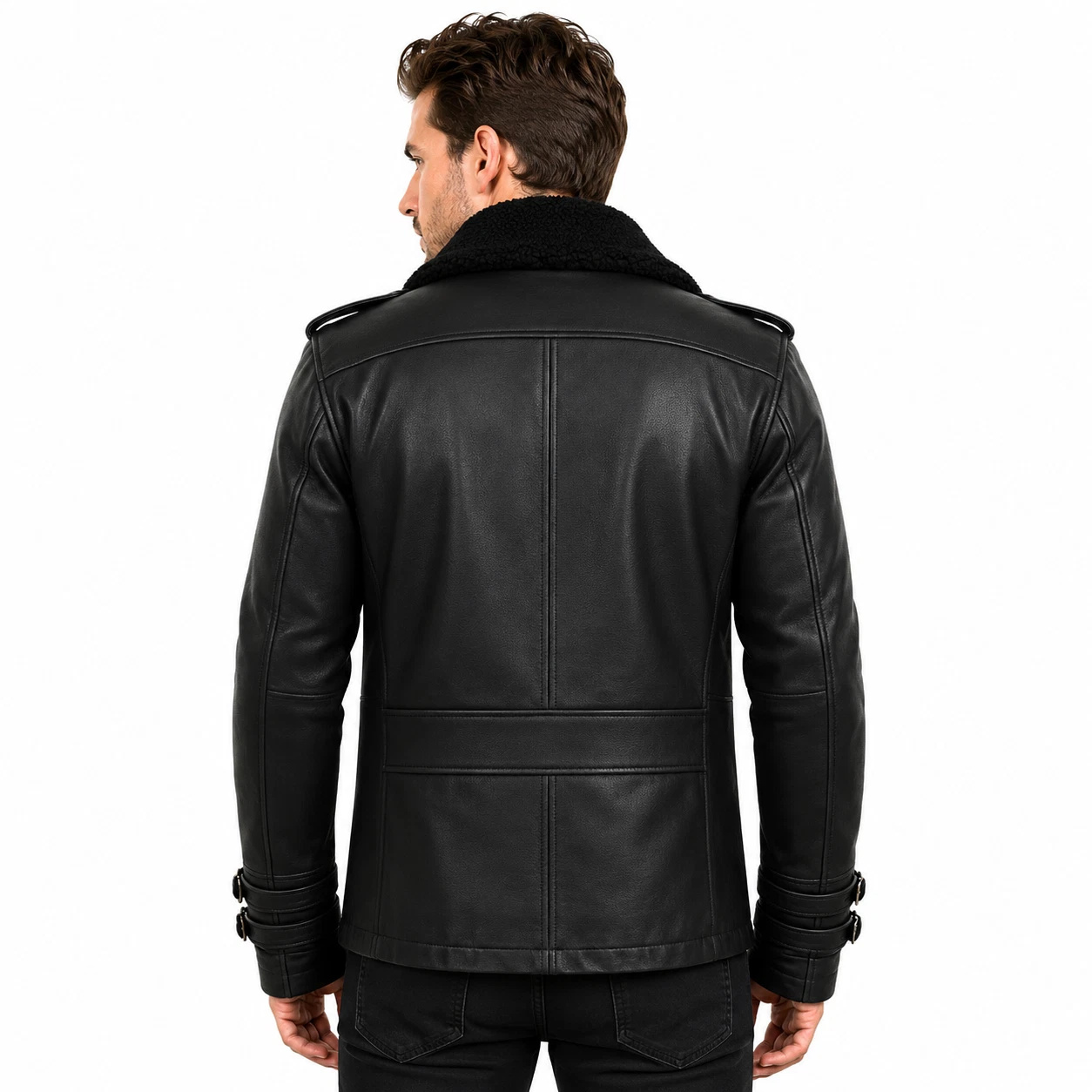 Resident Evil 9 Requiem Leon Kennedy Black Leather Jacket Soft Sheepskin image 3