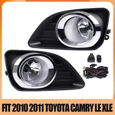 Pair Fit 2010 2011 Toyota Camry LE XLE Fog Lights Driving Lamps W/Cover Harness