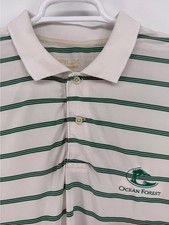 RLX Golf Polo Shirt Mens XL Green White Striped Ocean Forest Sea Island