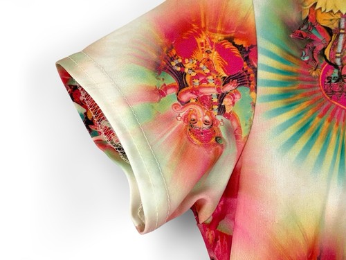 Maxi abito anni 90 Tripp Pop Art mod hippie grunge glam rock Durga Kali S/M - Foto 5 di 13