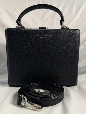 Brandon Blackwood Kendrick Trunk Black Pebble Leather W/ Silver Hardware