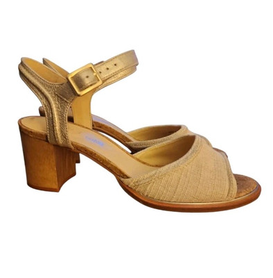 Clarks Women Ellis Clara Leather Open Toe Slingback Sandals Shoes Linen Metallic