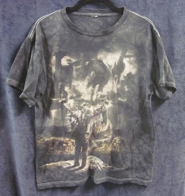 Vintage Y2K The Mountain Indian Native American Horse Tie Dye Graphic T Shirt