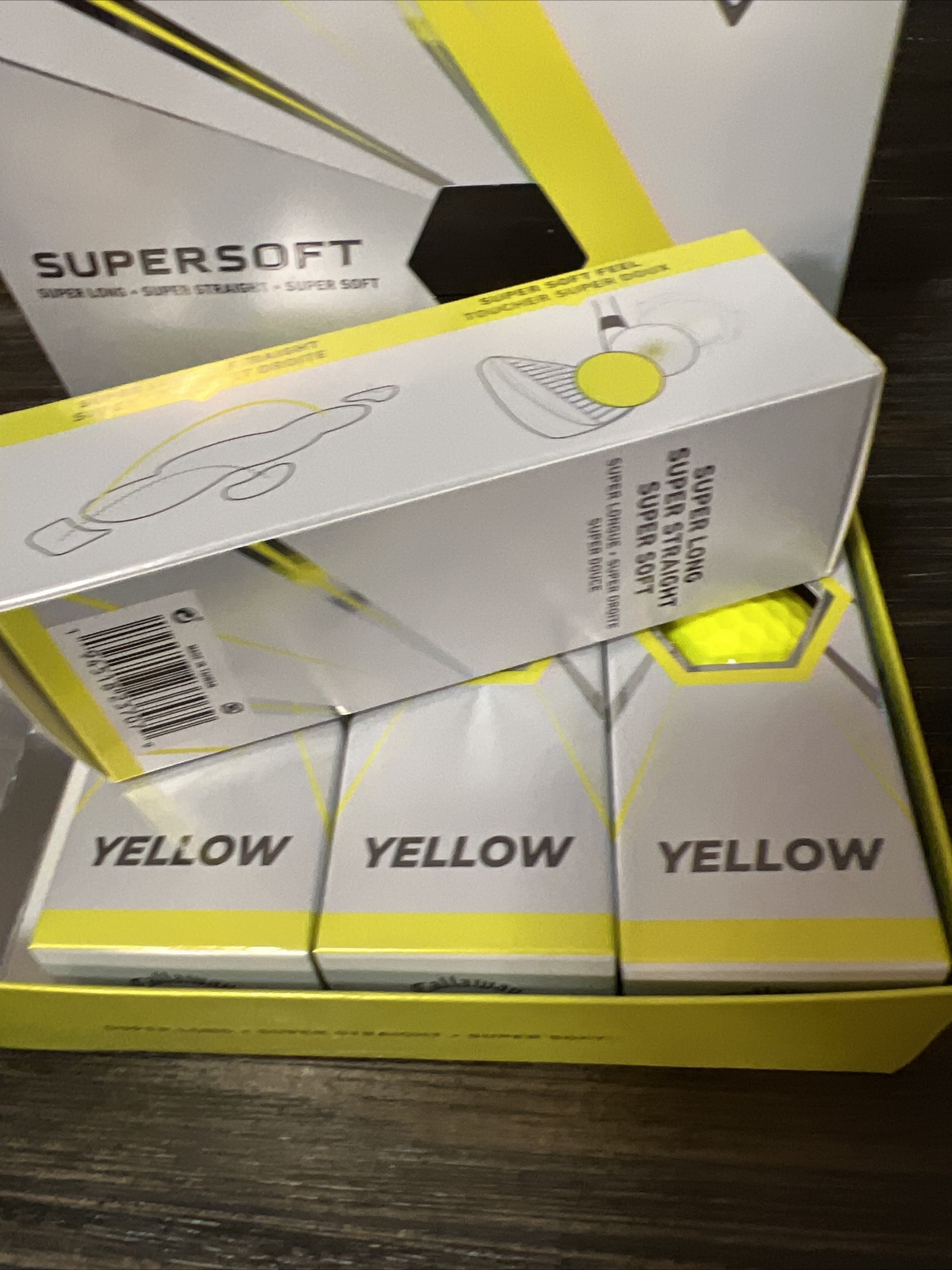 New Dozen Callaway Super Soft Super Long Super Straight Yellow Golf