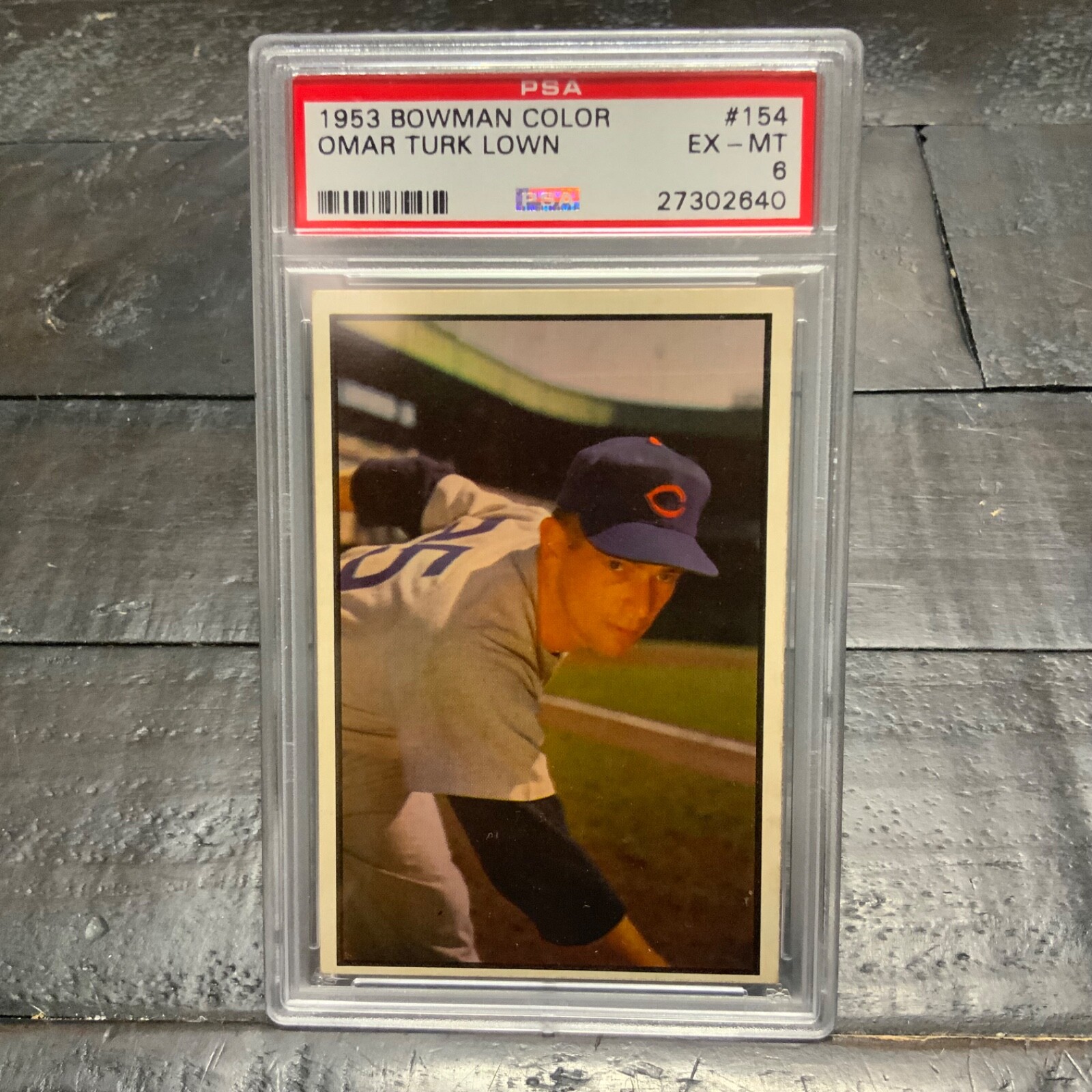 1953 Bowman Color Omar (Turk) Lown #154 *Cubs* PSA 6 EX-MT