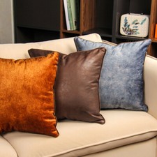 UK STOCK 45CM PU Leather Pillow Cover Retro pu Cushion Cover Sofa Pillowcase New