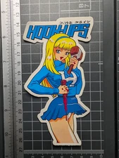 Hook-Ups Sticker Decal – Blonde Anime Girl with Hammer, Horror Pin-Up Style