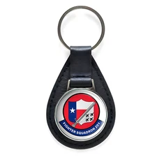VFA-201 'Fighting 201' Black Leather Keychain Silver Keyring Military Gift